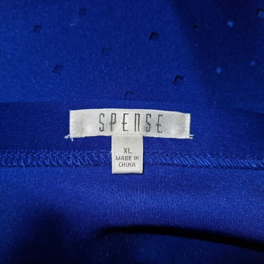Spense Solid Blue Skirt Midi Pencil Size XL Laser Cut Cutout Hem Career - Picture 5 of 8